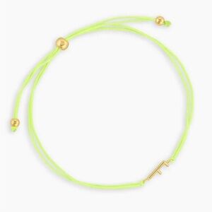 Gorjana alphabet prism bracelet neon yellow adjustable string 18k gold plated F